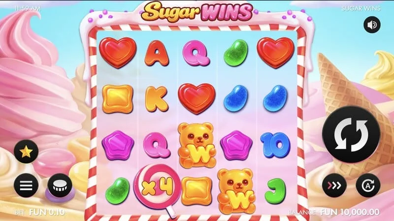 Sugar Wins - ekran igre sa bubnjevima 5x4